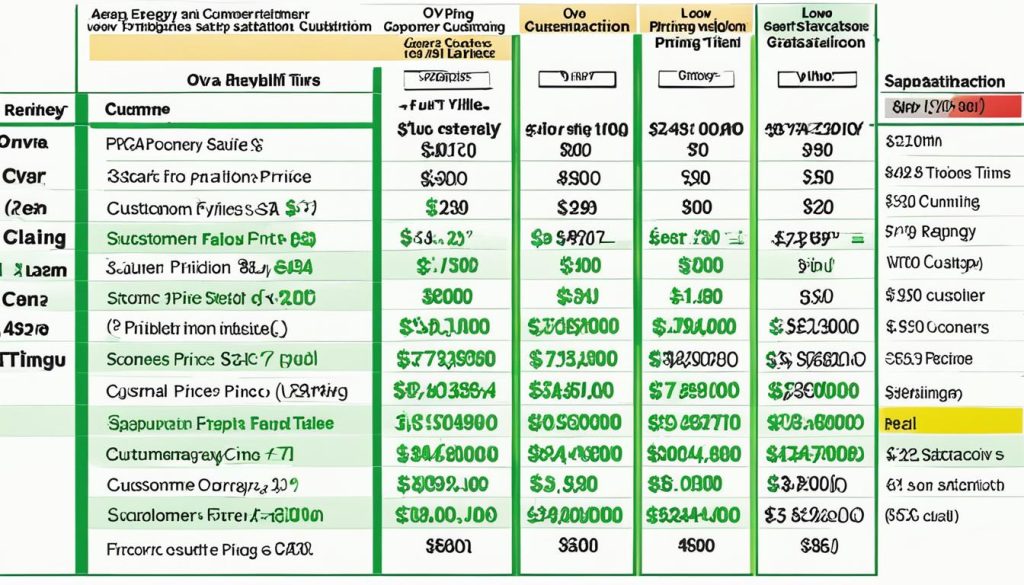 OVO Energy pricing and customer satisfaction comparison table