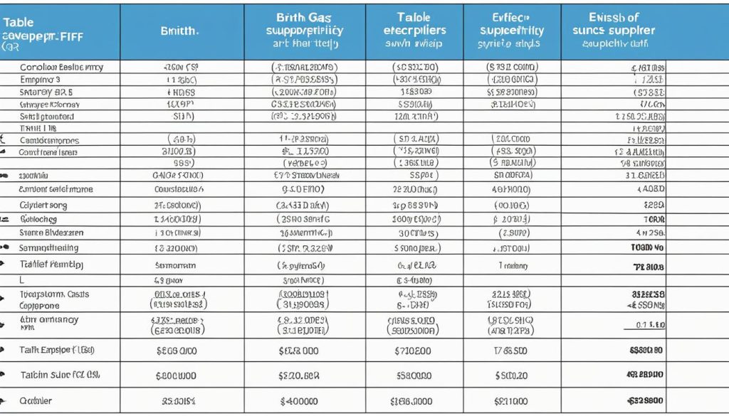 energy rates table